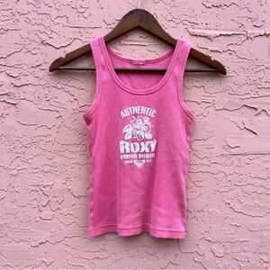 Vintage Surf Roxy Pink Ribbed Tank Top Cropped Surf Faded Flaw